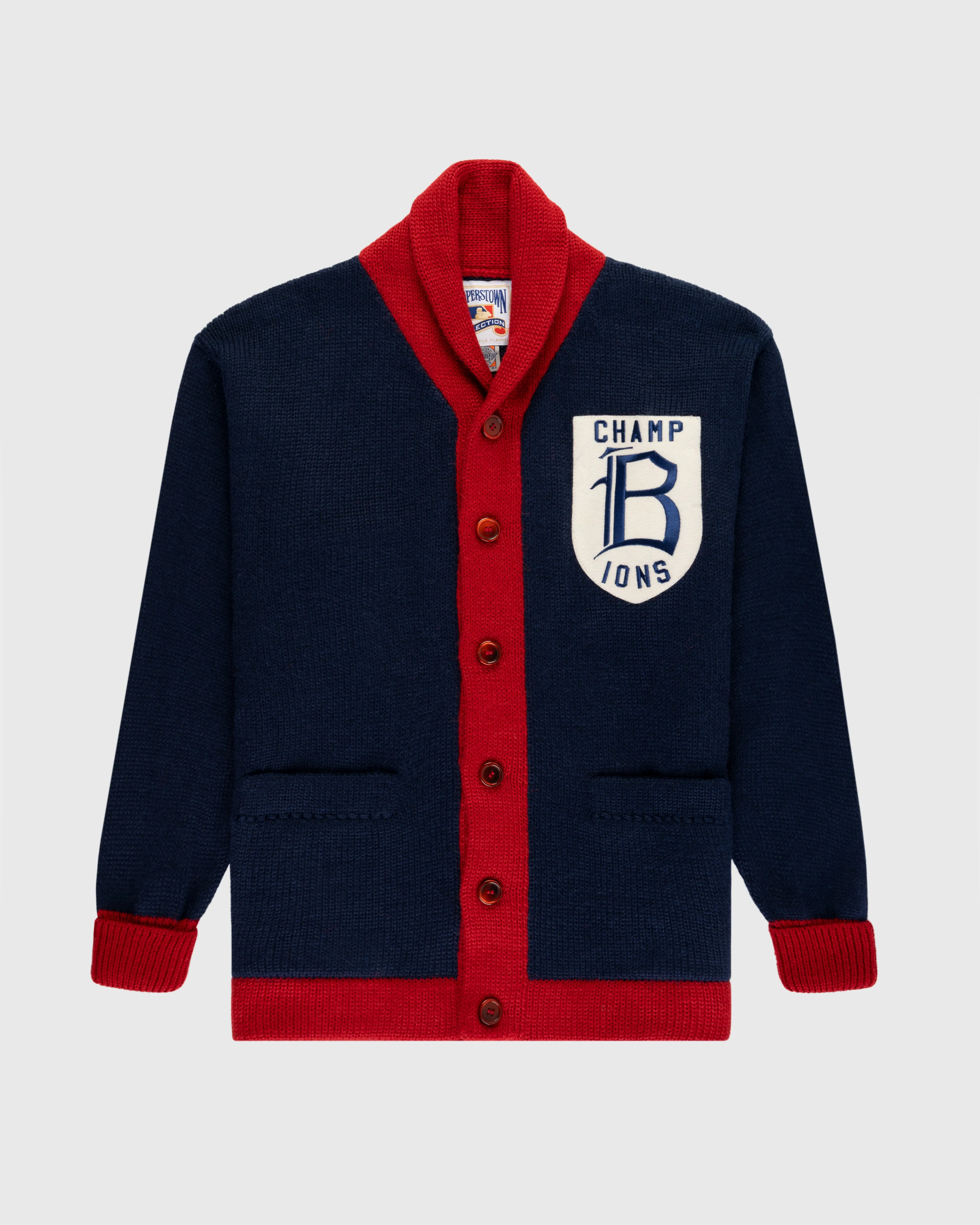 Boston Braves 1915 Wool Shawl Collar Sweater sold by Ebbets Field Flannels