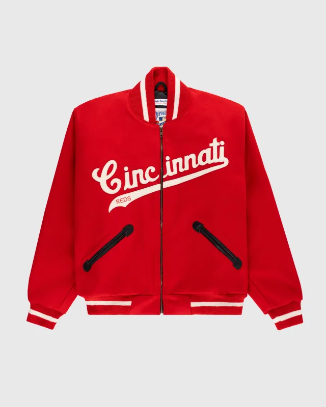 Cincinnati Reds 1969 Authentic All Wool Varsity Jacket sold by Ebbets Field Flannels