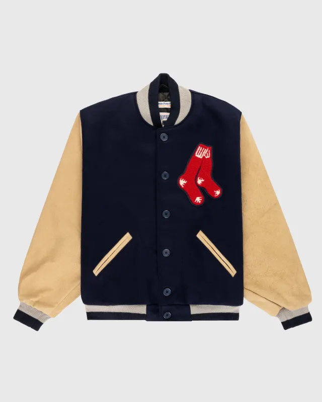 Boston Red Sox 1938 Authentic Wool & Suede Leather Varsity Jacket sold by Ebbets Field Flannels