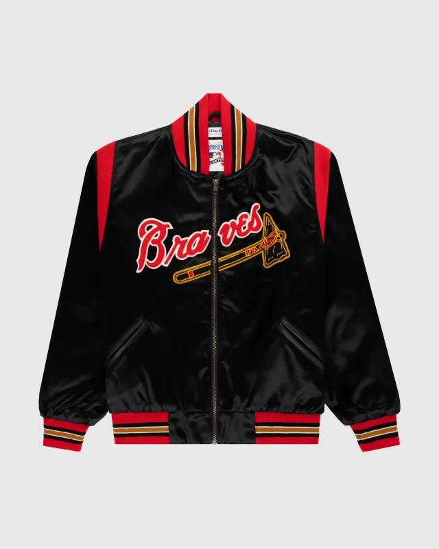 Milwaukee Braves 1957 Authentic All Satin Varsity Jacket sold by Ebbets Field Flannels