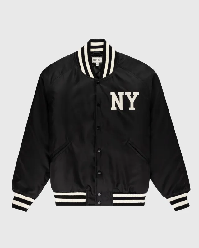 New York Black Yankees Satin Varsity Jacket sold by Ebbets Field Flannels