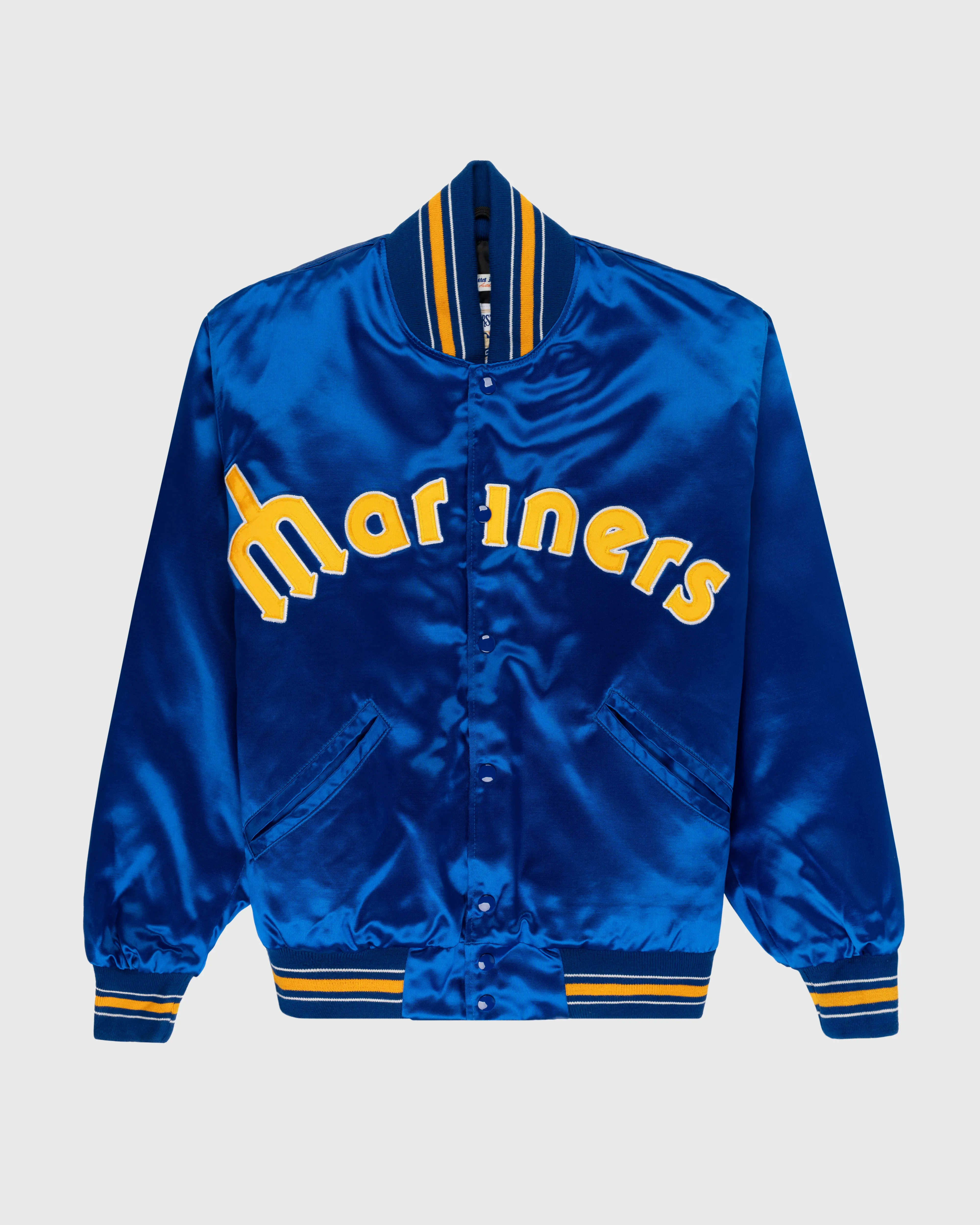 Seattle Mariners 1982 Authentic All Satin Varsity Jacket sold by Ebbets Field Flannels