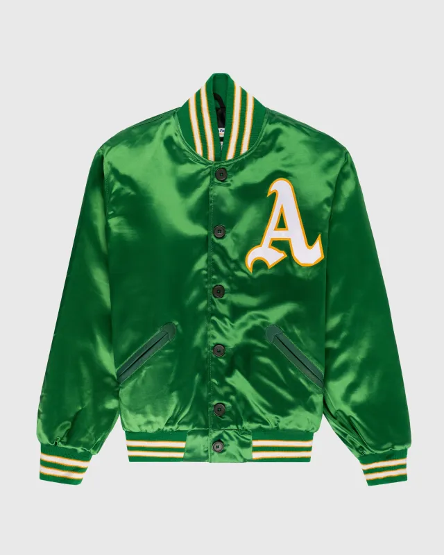 Oakland Athletics 1968 Authentic All Satin Varsity Jacket sold by Ebbets Field Flannels