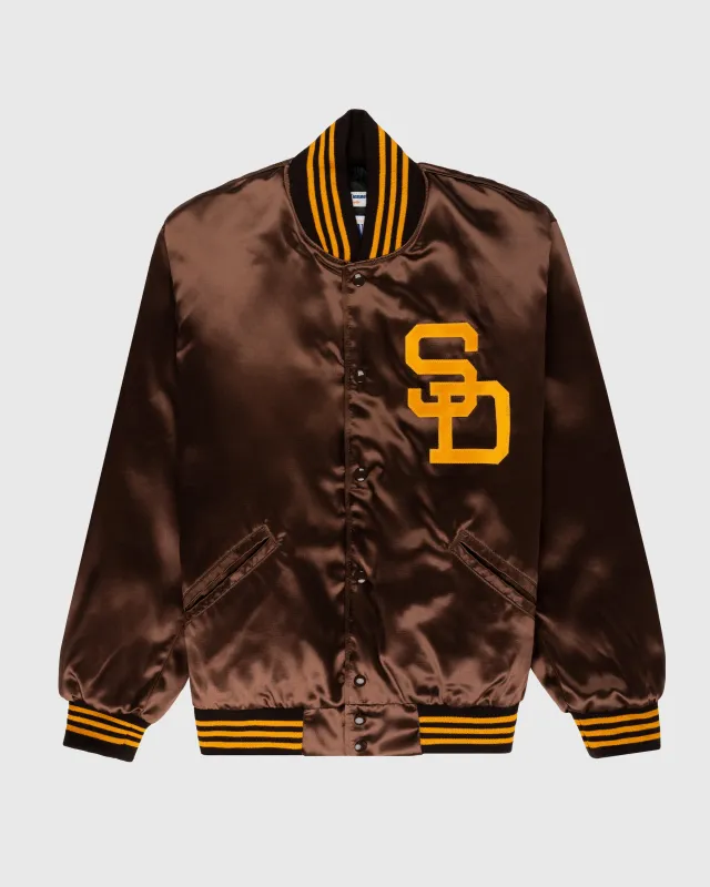 San Diego Padres 1969 Authentic All Satin Varsity Jacket sold by Ebbets Field Flannels