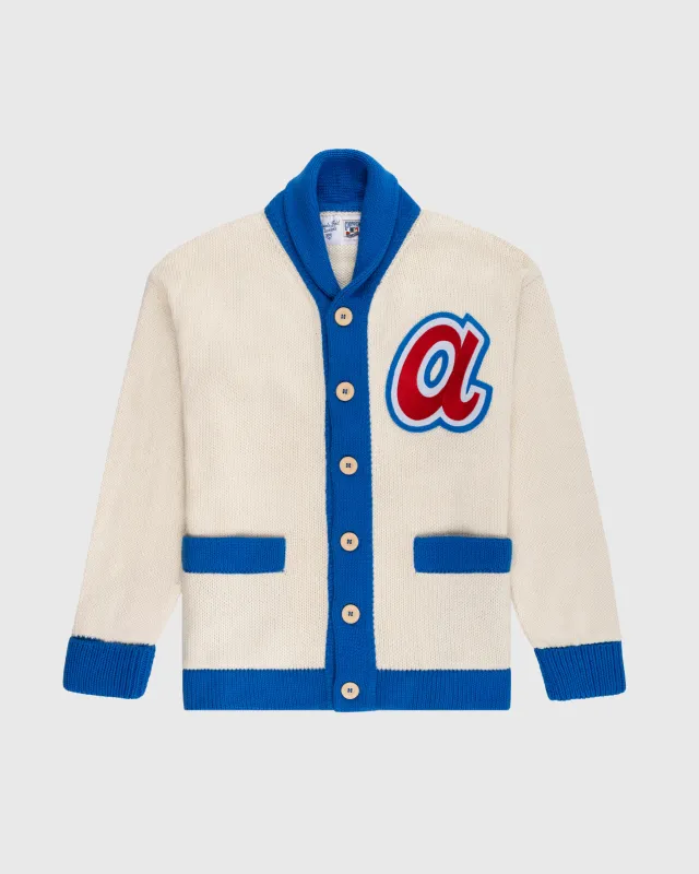 Atlanta Braves 1974 Wool Shawl Collar Sweater sold by Ebbets Field Flannels