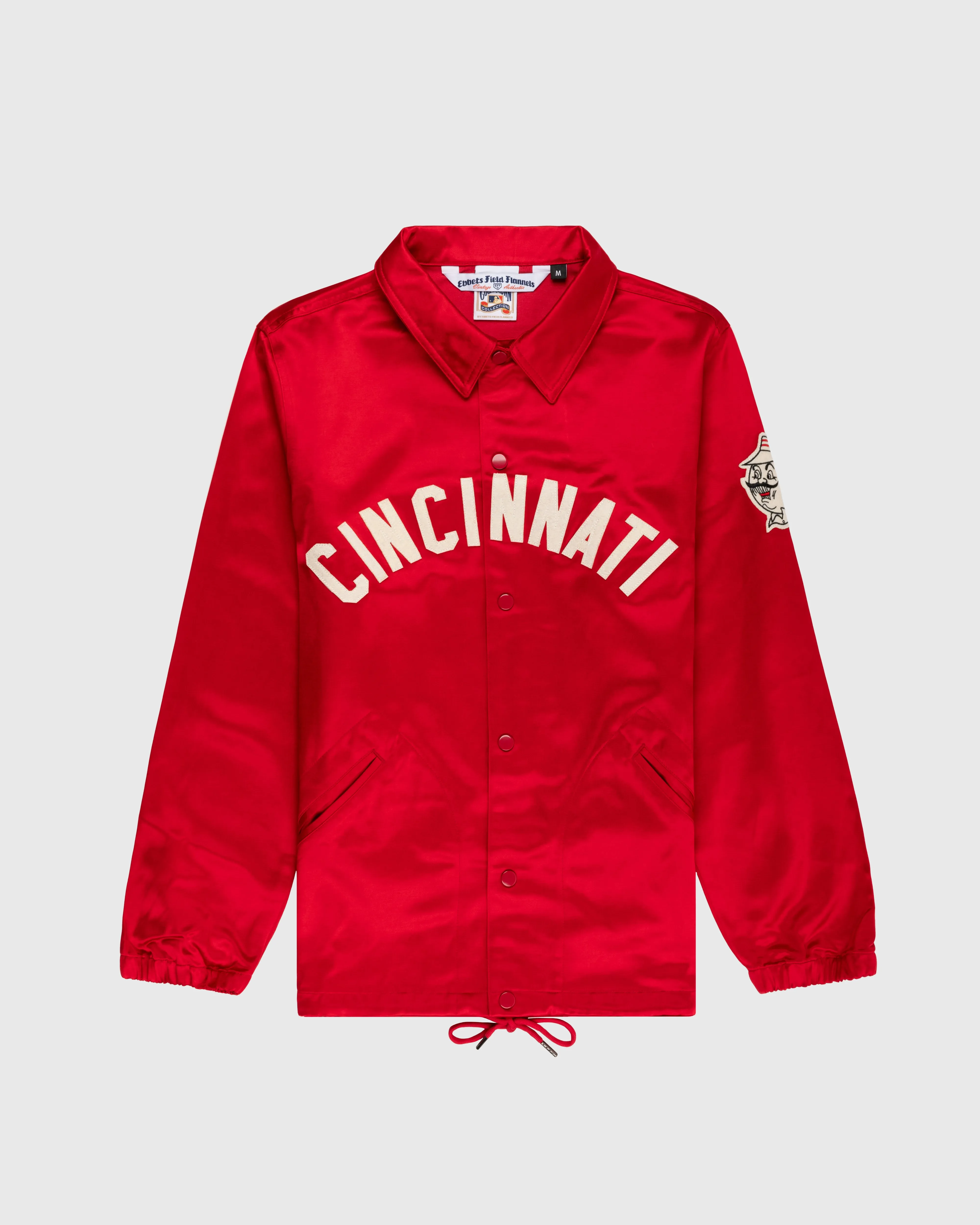 Cincinnati Reds 1955 Satin Windbreaker Jacket sold by Ebbets Field Flannels
