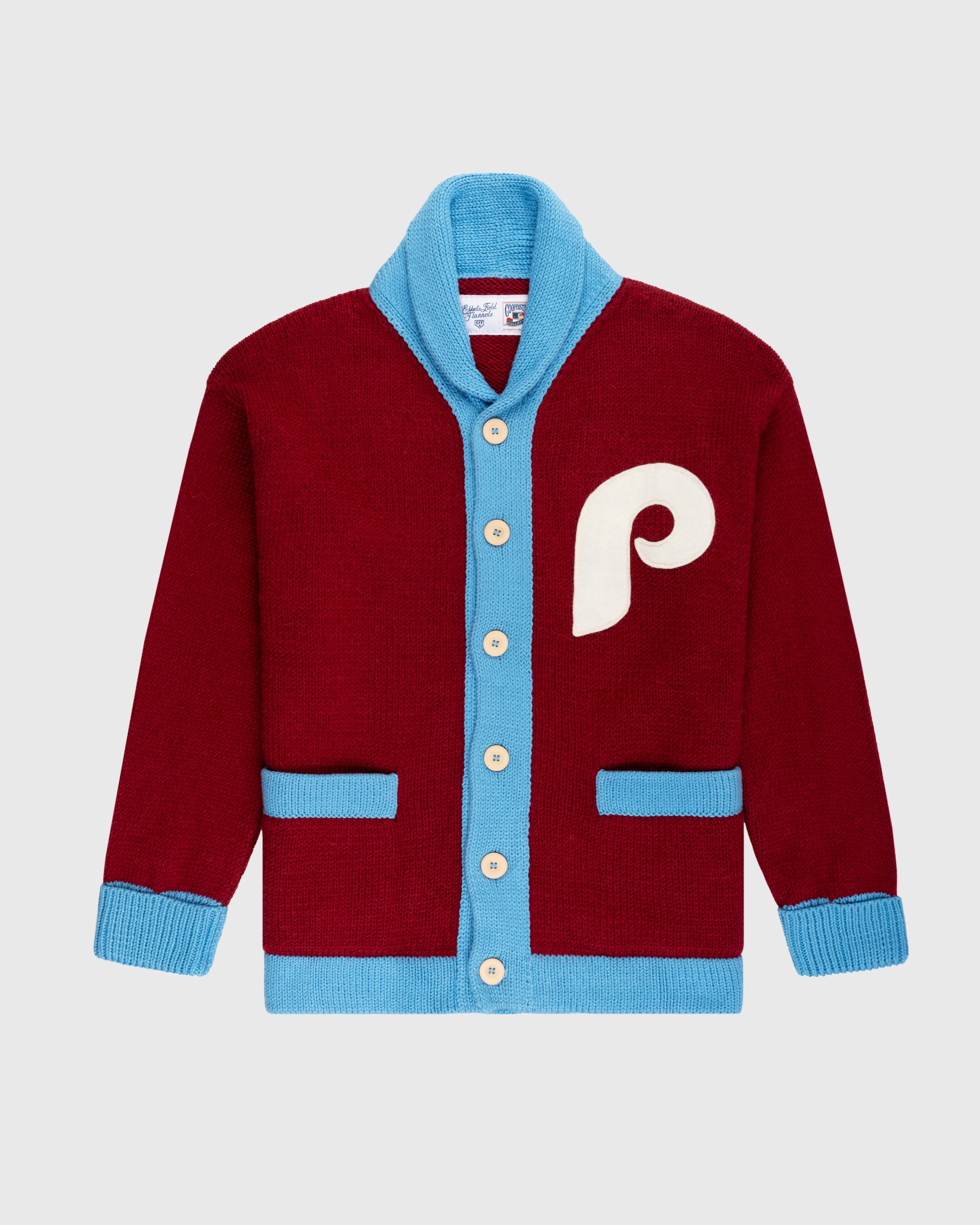 Philadelphia Phillies 1979 Wool Shawl Collar Sweater sold by Ebbets Field Flannels