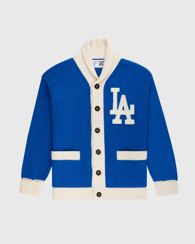 LA Dodgers 1958 Wool Shawl Collar Sweater sold by Ebbets Field Flannels