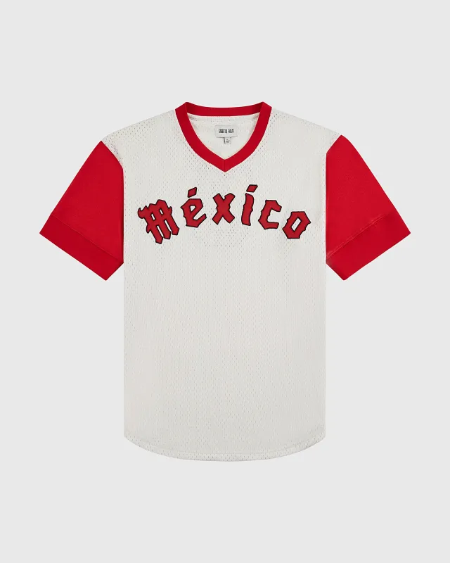 Diablos Rojos de Mexico V-Neck Mesh Jersey made by Ebbets Field Flannels