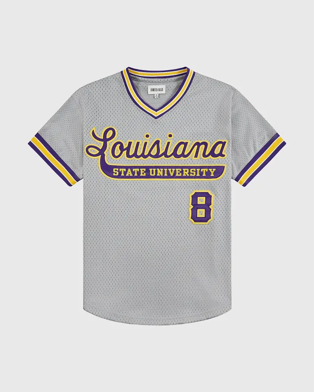 Louisianna State University 1987 V-Neck Mesh Jersey made by Ebbets Field Flannels
