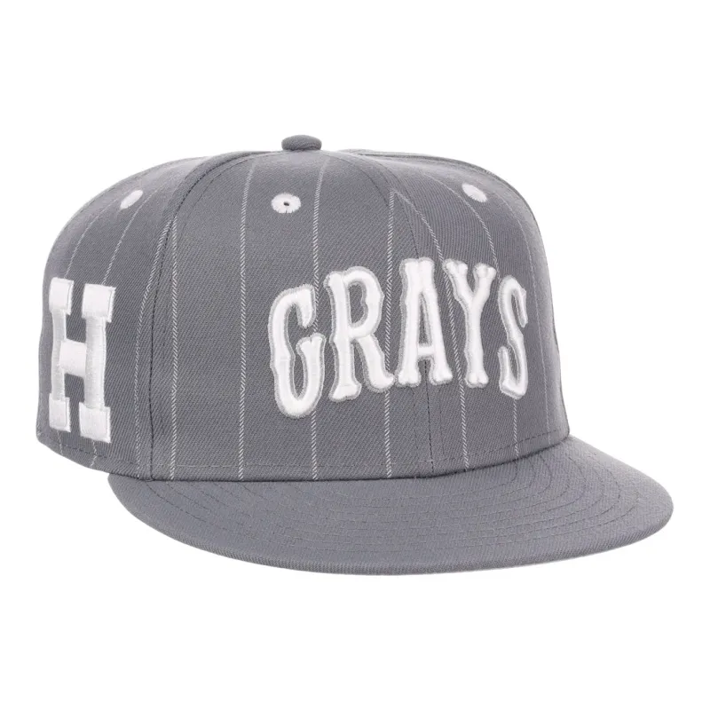 Homestead Grays NLB Black Pinstripe Fitted Ballcap made by Ebbets Field Flannels