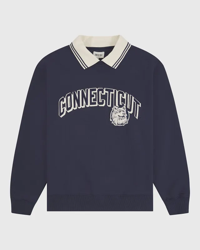 University of Connecticut Collared Crewneck made by Ebbets Field Flannels