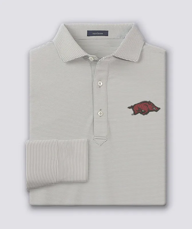 Carter Stripe Performance Polo, Long Sleeve - University of Arkansas sold by Turtleson