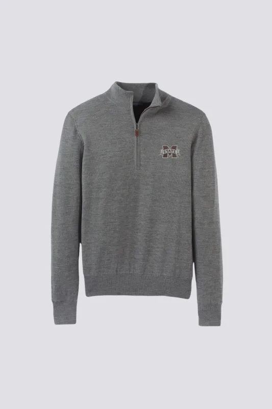 Lined Merino Quarter-Zip Sweater - Mississippi State University sold by Turtleson