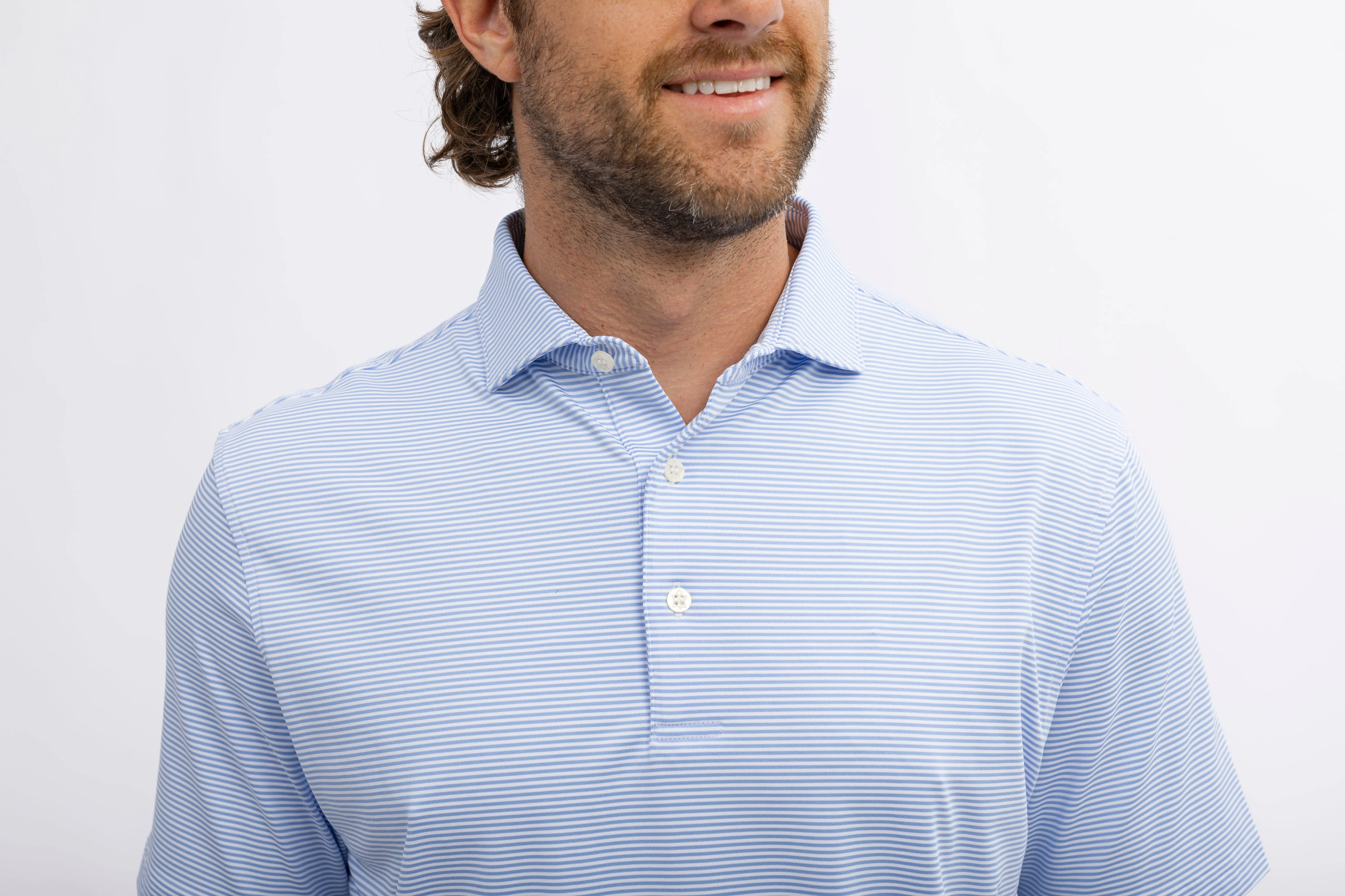 Andrew Stripe Performance Polo sold by Turtleson