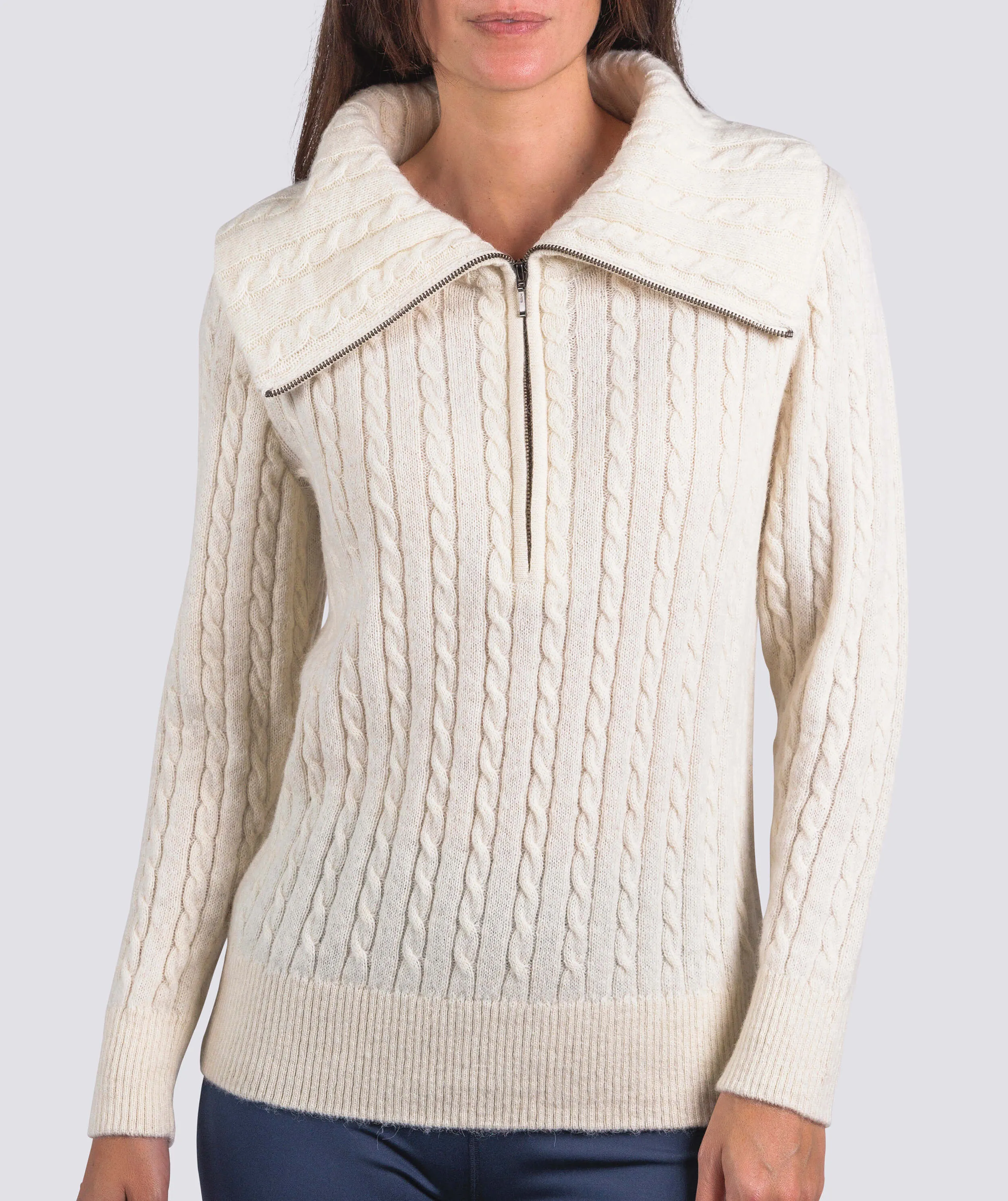 Women's Aurora Half-Zip Cable Knit Sweater sold by Turtleson