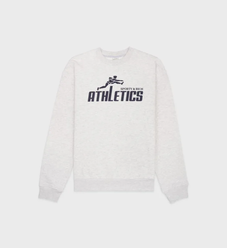 90s Athletics Crewneck - Heather Gray/Navy sold by Sporty and Rich