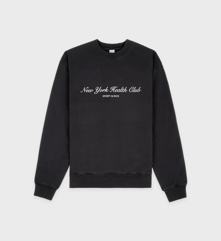 NY Health Club Crewneck - Faded Black/White sold by Sporty and Rich