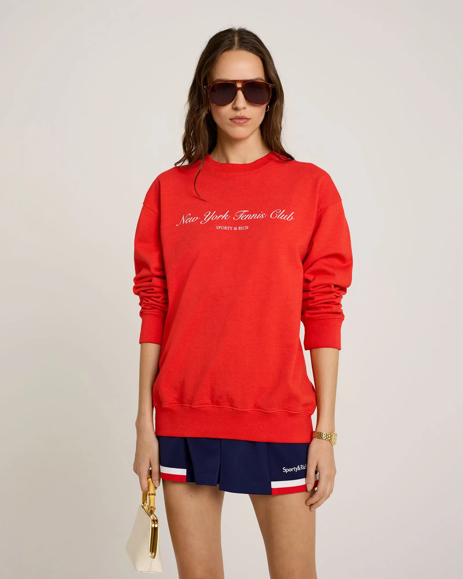 NY Tennis Club Crewneck - Bright Red/White sold by Sporty and Rich product image thumbnail 4