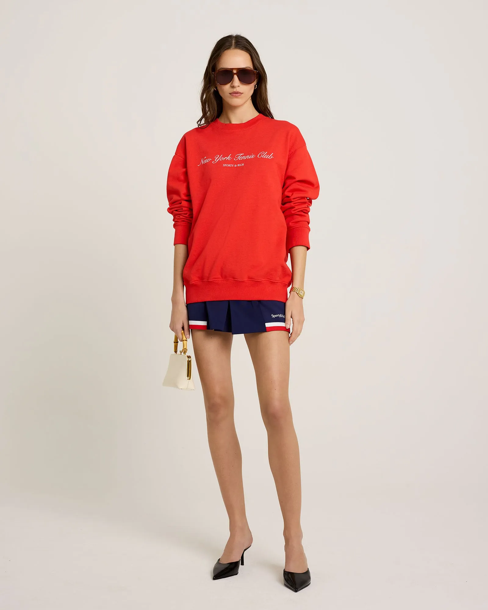 NY Tennis Club Crewneck - Bright Red/White sold by Sporty and Rich product image thumbnail 3