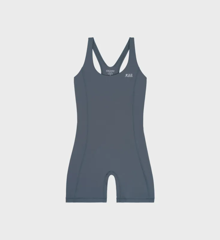Action Logo Unitard - Slate/White sold by Sporty and Rich