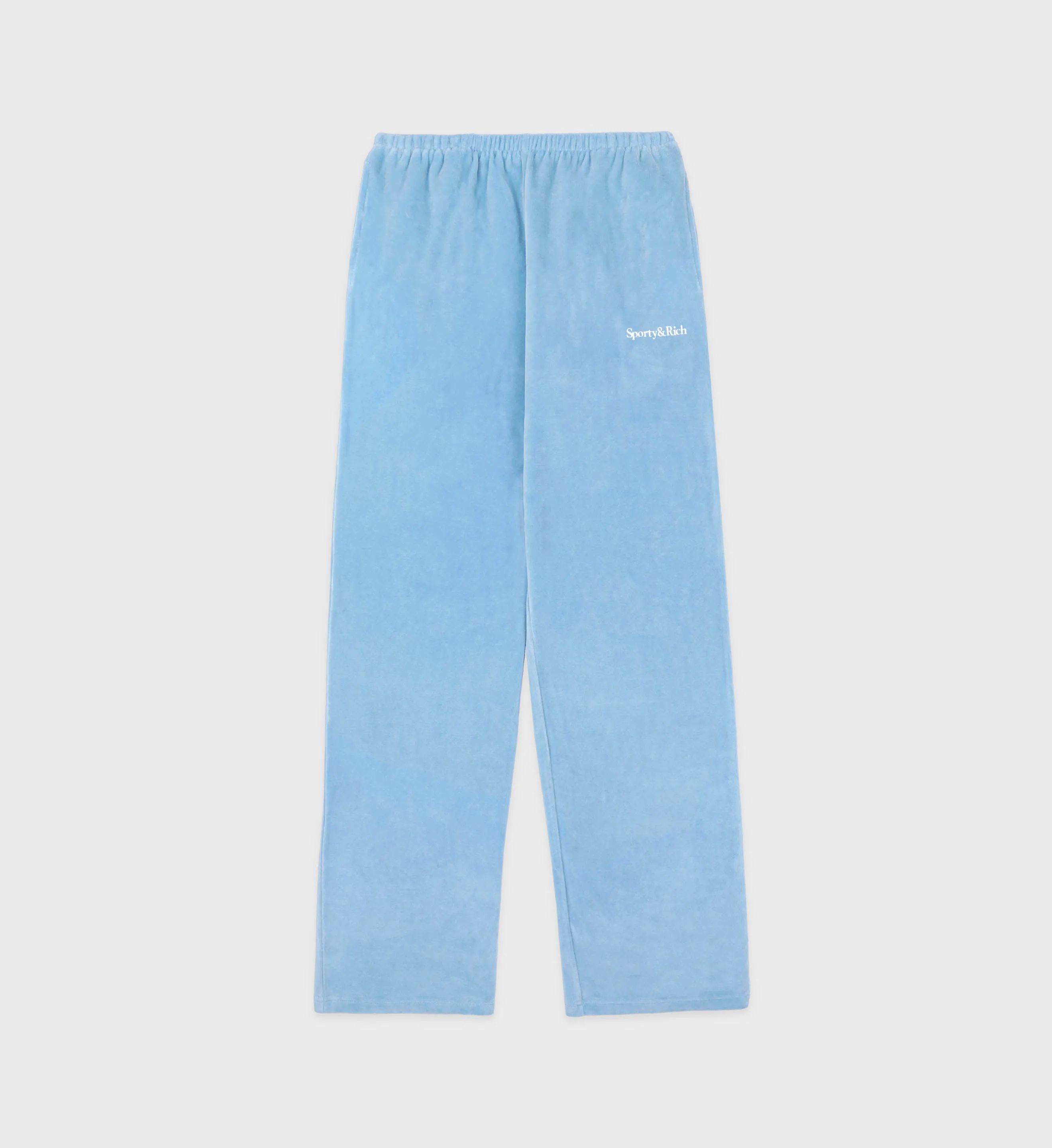 Health Ivy Velour Sweatpant - Sky Blue/White sold by Sporty and Rich