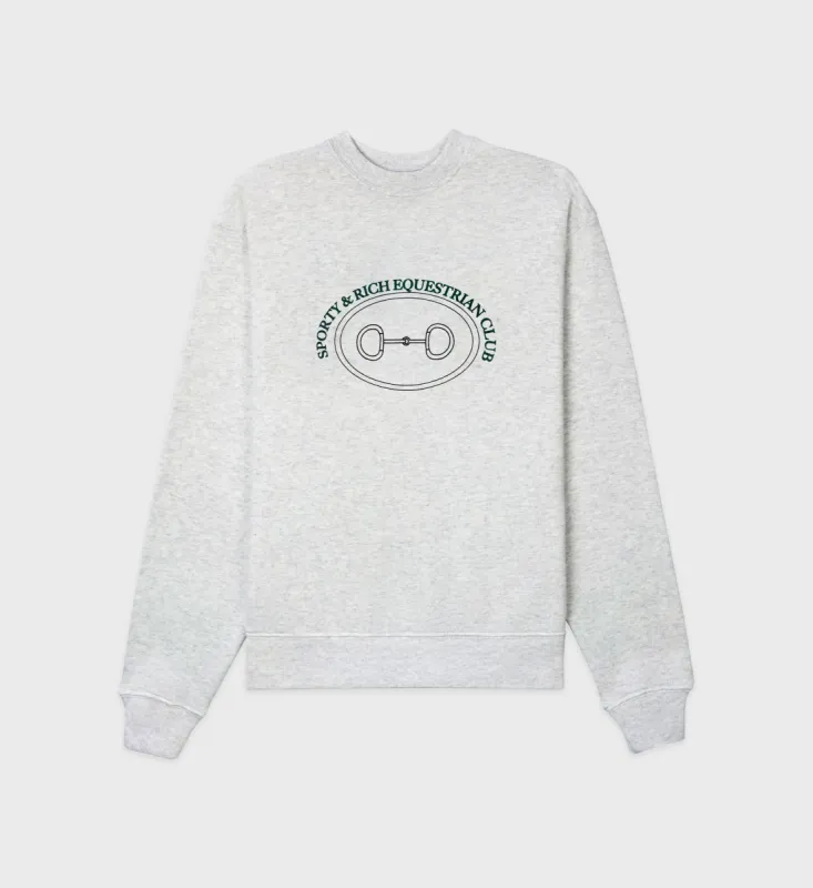 Equestrian Crewneck - Heather Gray sold by Sporty and Rich
