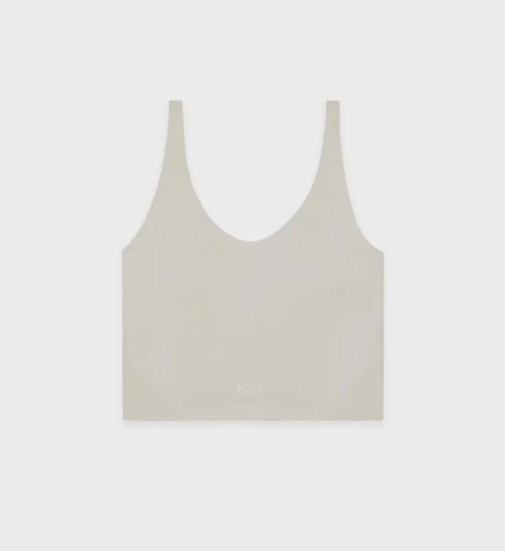 Action Logo Cropped Tank - Laurel/White sold by Sporty and Rich