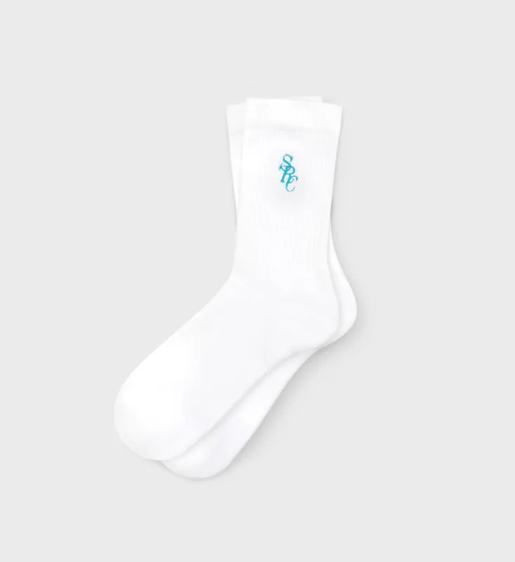 SRC Socks - White/Faded Teal sold by Sporty and Rich