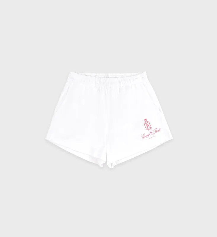 Vendome Disco Short - White/Cotton Candy sold by Sporty and Rich