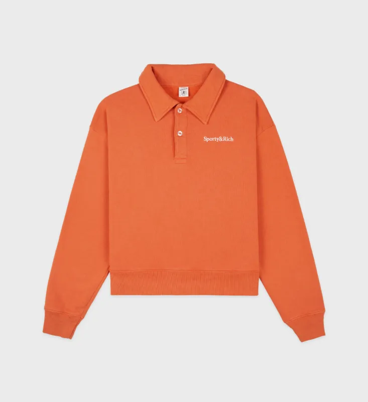 Serif Logo Embroidered Polo - Squash sold by Sporty and Rich