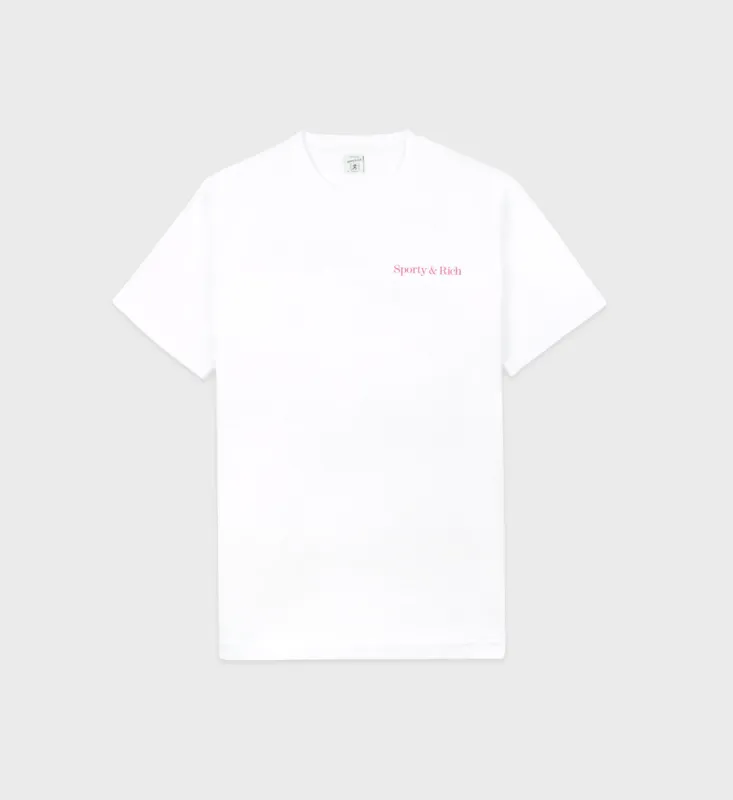 Fitness 94 T-Shirt - White/Cotton Candy sold by Sporty and Rich