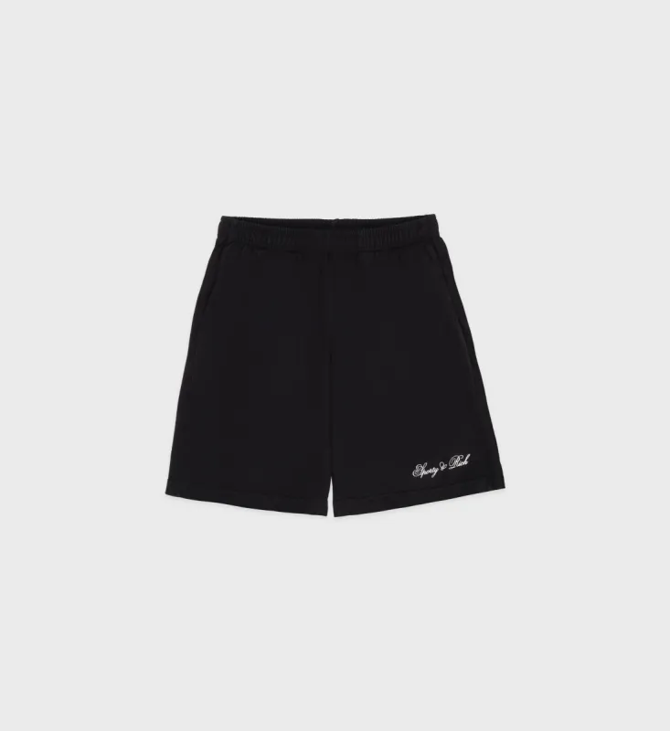 Cursive Logo Gym Short - Black/White sold by Sporty and Rich