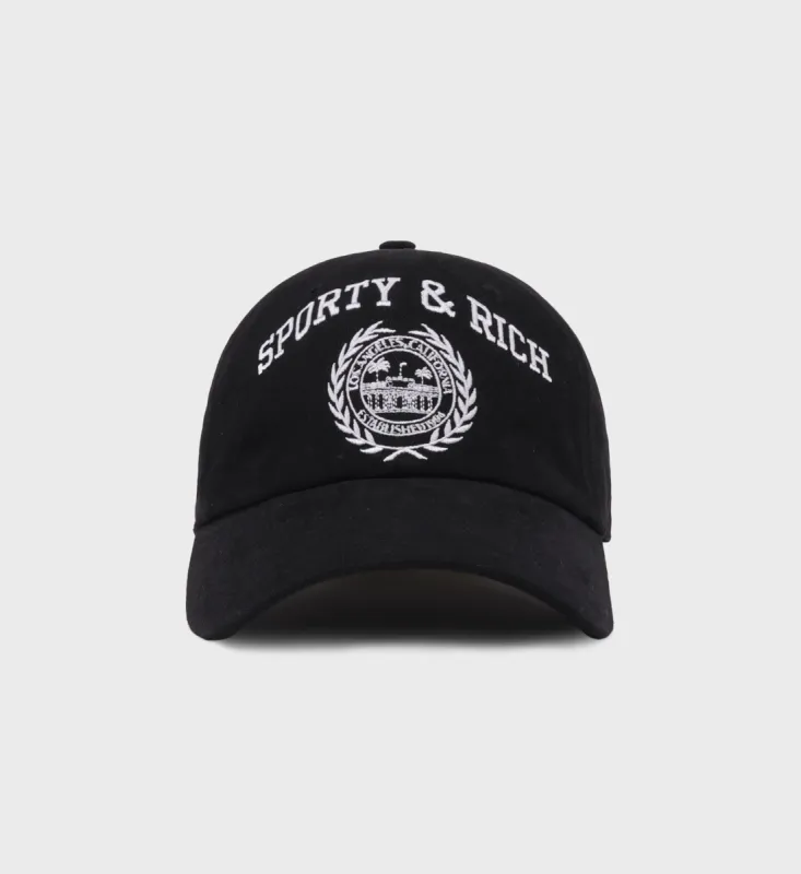 Varsity Crest Hat - Faded Black/White sold by Sporty and Rich