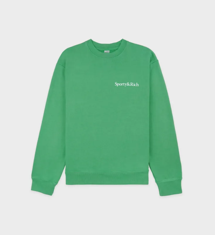 New Health & Wellness Crewneck - Verde/White sold by Sporty and Rich