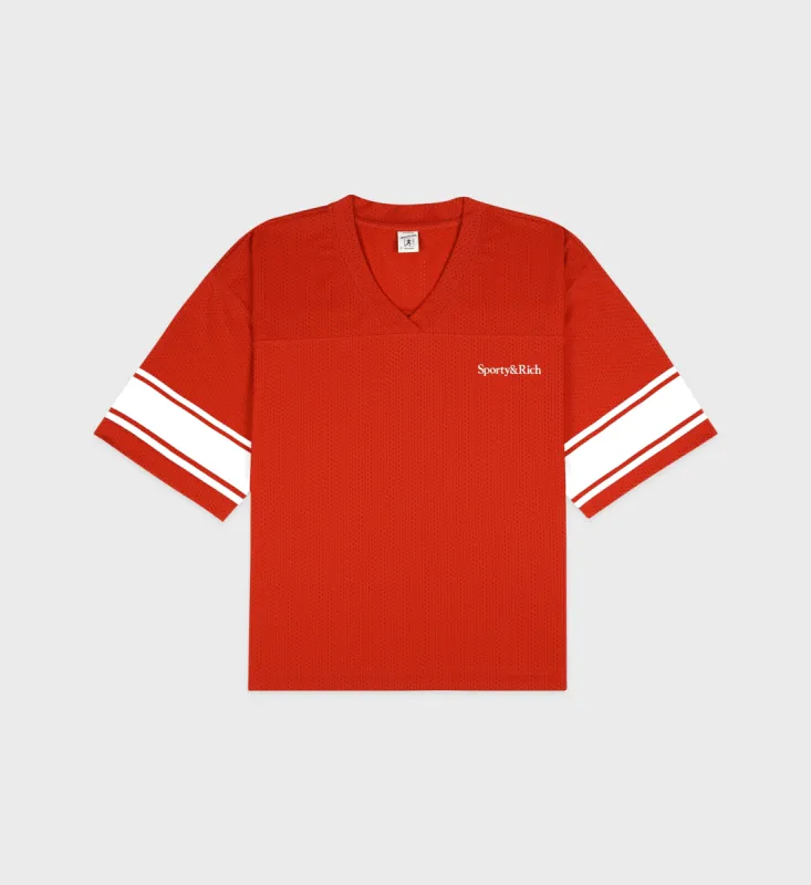 Serif Logo Mesh Jersey - Sports Red/White sold by Sporty and Rich