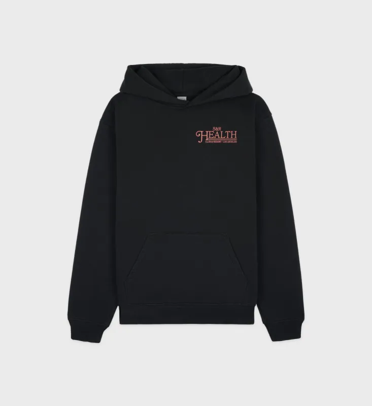 SR Health Resort Hoodie - Black/Salmon sold by Sporty and Rich