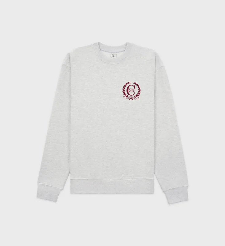 C Crest Crewneck - Heather Gray/Merlot sold by Sporty and Rich