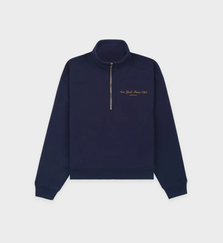 NY Tennis Club Quarter Zip - Navy/Gold sold by Sporty and Rich