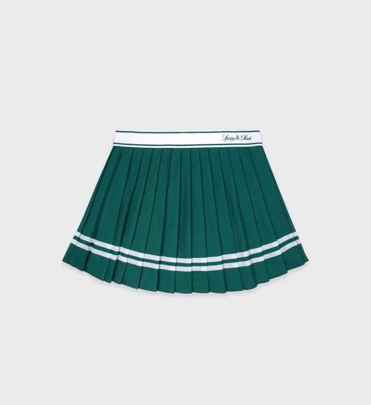 Vendome Script Pleated Skirt - Alpine/White sold by Sporty and Rich