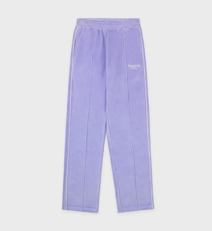 Script Velour Track Pants - Nigella/Cream sold by Sporty and Rich