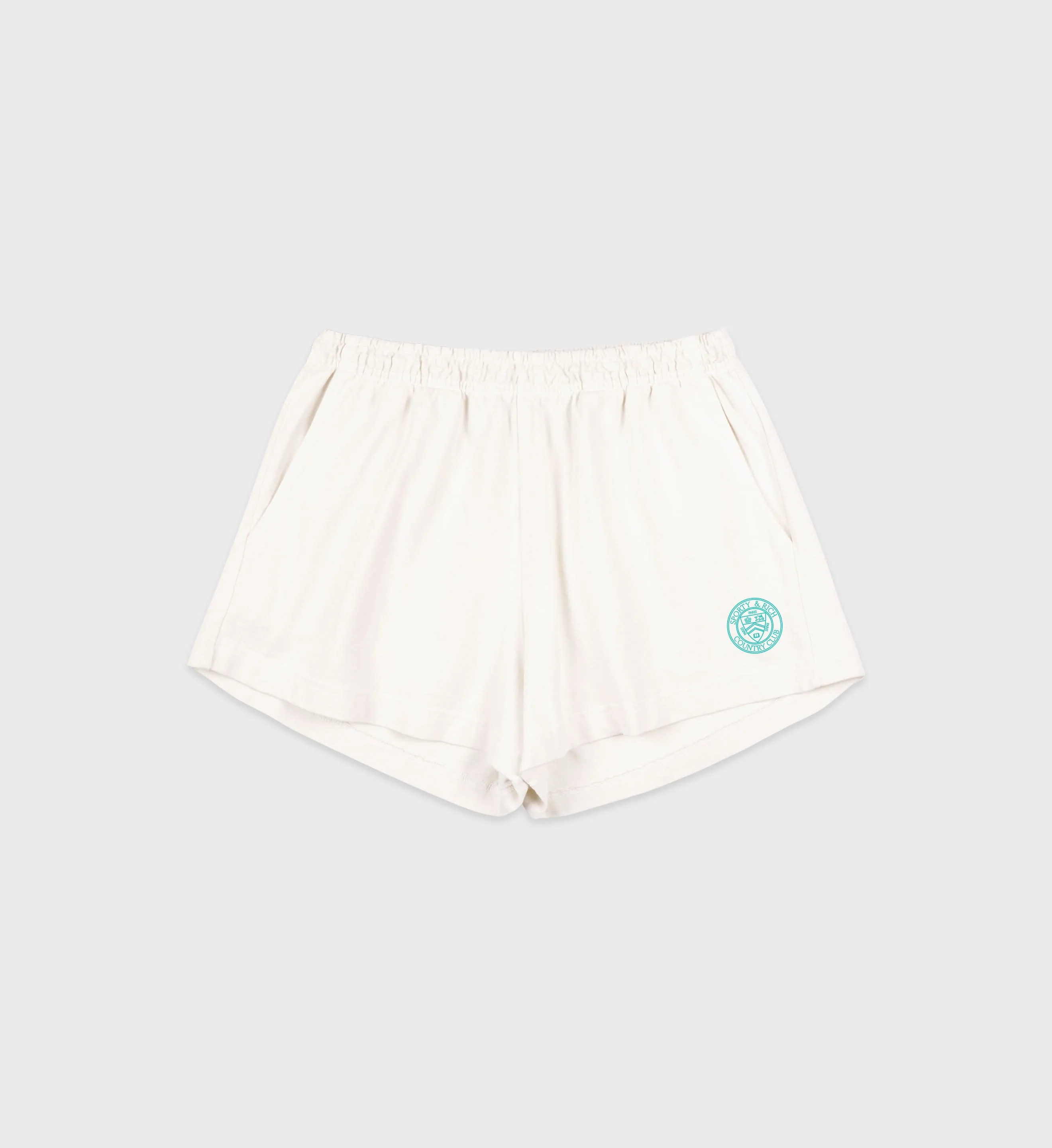 Connecticut Crest Disco Short - Coconut/Caribbean sold by Sporty and Rich