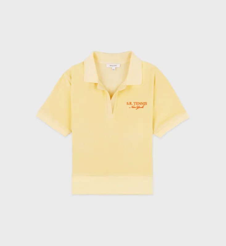 SR Tennis Terry Polo - Almond/Pomodoro sold by Sporty and Rich