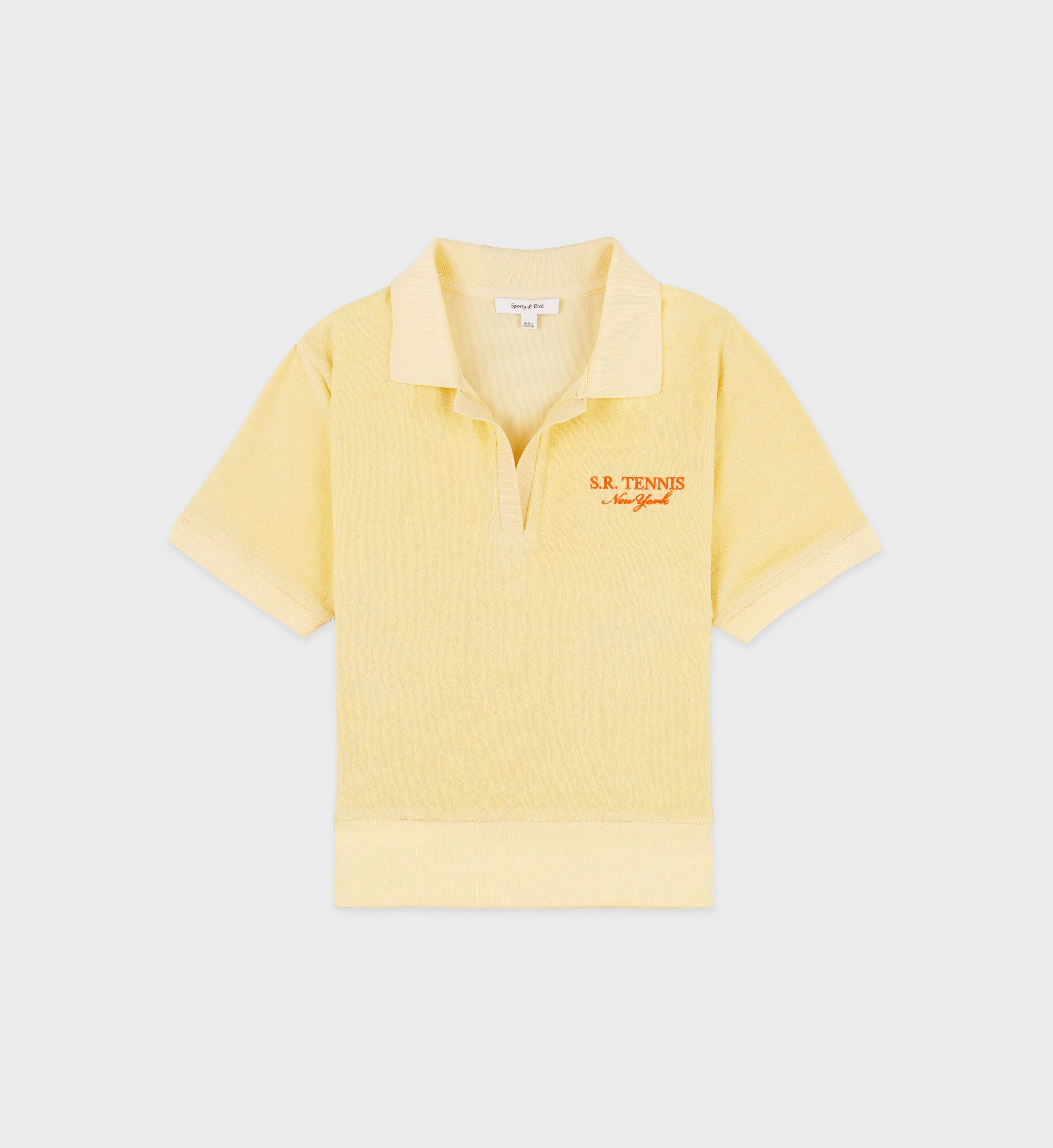 SR Tennis Terry Polo - Almond/Pomodoro sold by Sporty and Rich