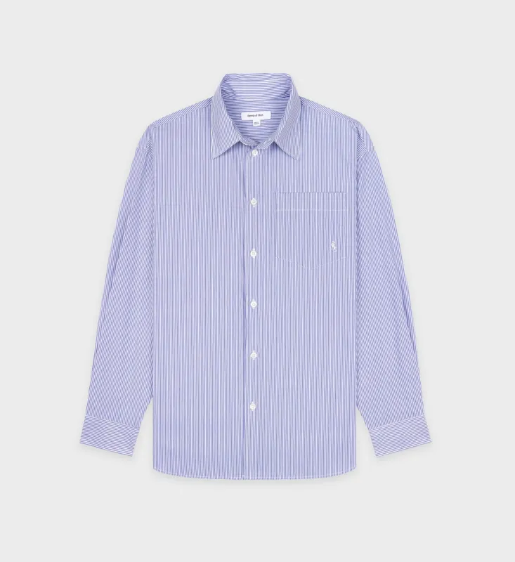 SRC Oversized Shirt - Navy Striped sold by Sporty and Rich