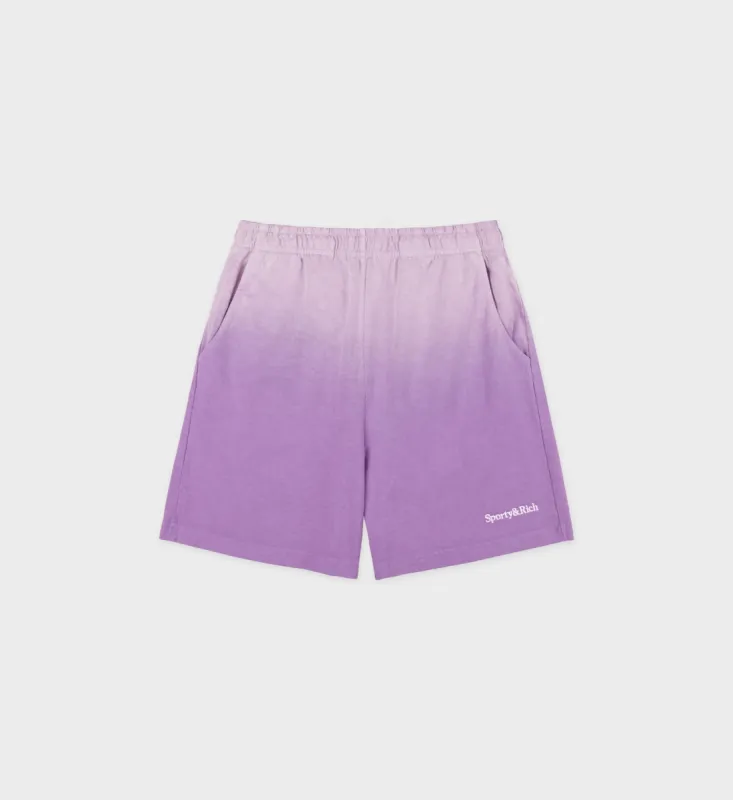 Serif Logo Gym Short - Dip Dye Purple/White sold by Sporty and Rich