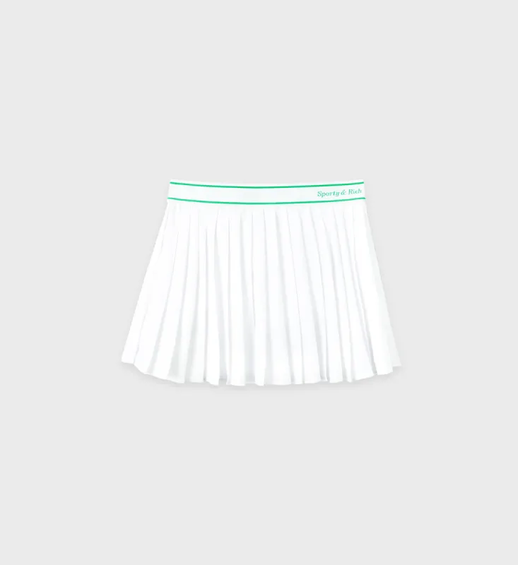 Classic Logo Pleated Skirt - White/Kelly sold by Sporty and Rich