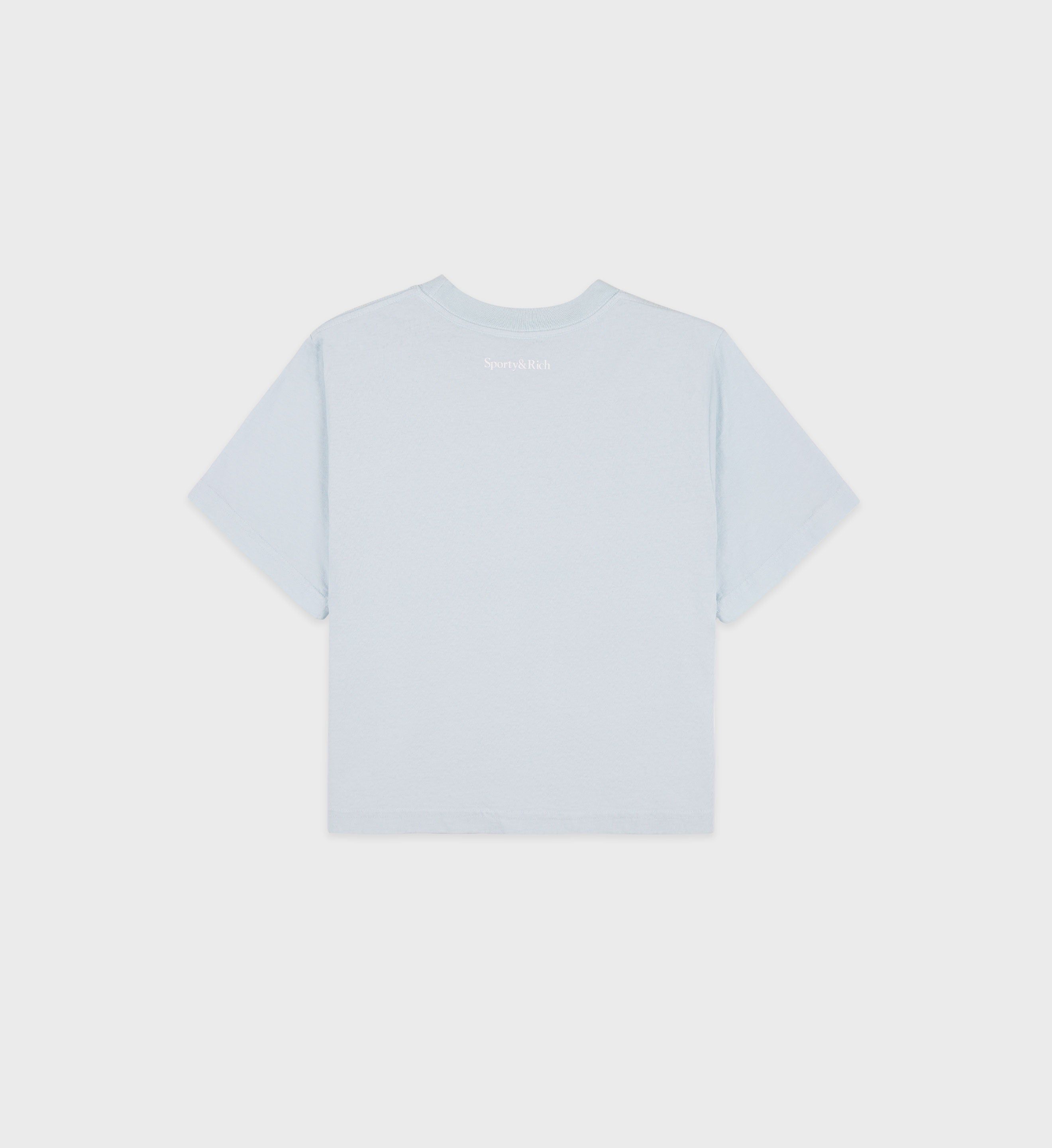Be Nice Cropped T-Shirt - Baby Blue/White sold by Sporty and Rich product image thumbnail 2