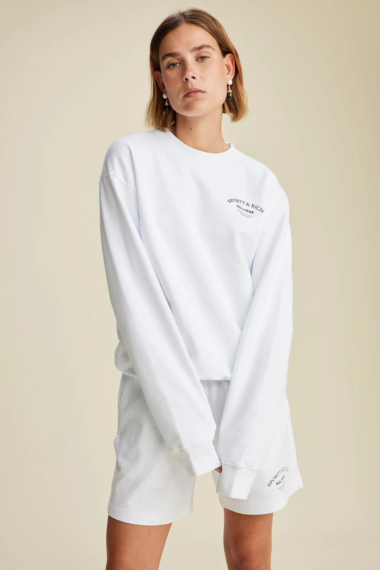 Wellness Studio Gym Short - White/Merlot sold by Sporty and Rich product image thumbnail 5