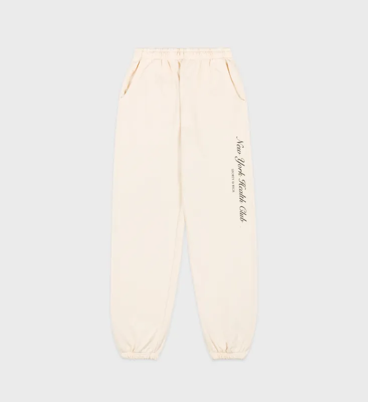 NY Health Club Sweatpant - Cream/Black sold by Sporty and Rich